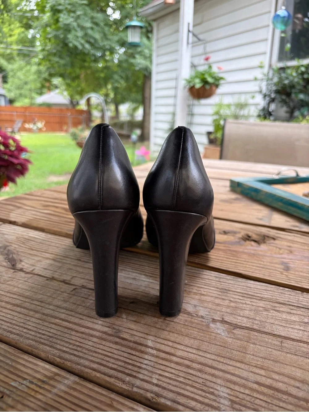 Cole Haan Black Leather Block Heel Pump